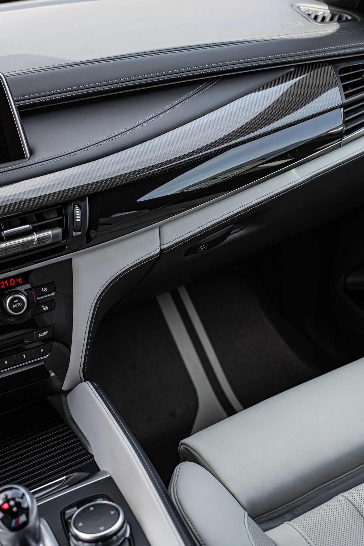 Luxury car interior with clean leather and premium trim